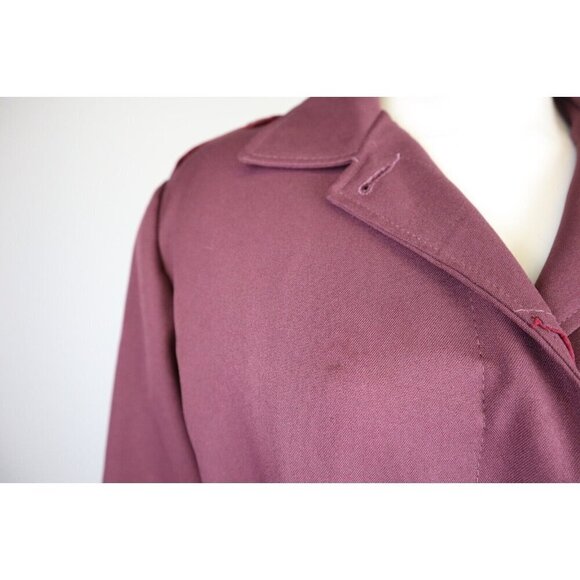 VINTAGE 70S WOMEN'S WINE PURPLE TRENCH COAT JACKET - MERVILLE - REMOVABLE LINER - Picture 6 of 16
